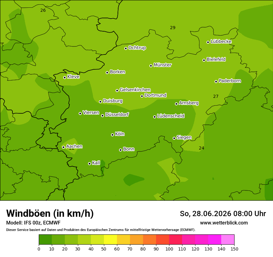 Modellkarte ECMWF – vmax – nrw