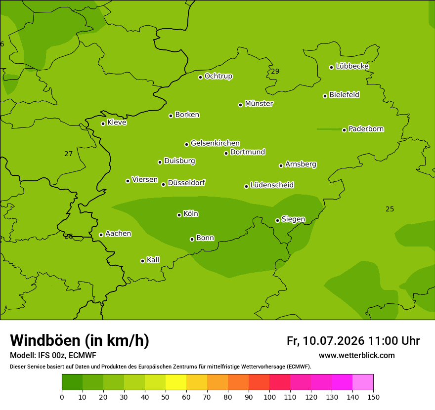 Modellkarte ECMWF – vmax – nrw