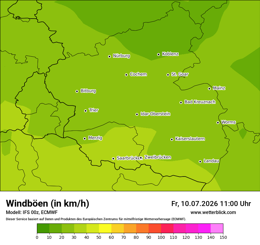Modellkarte ECMWF – vmax – rp