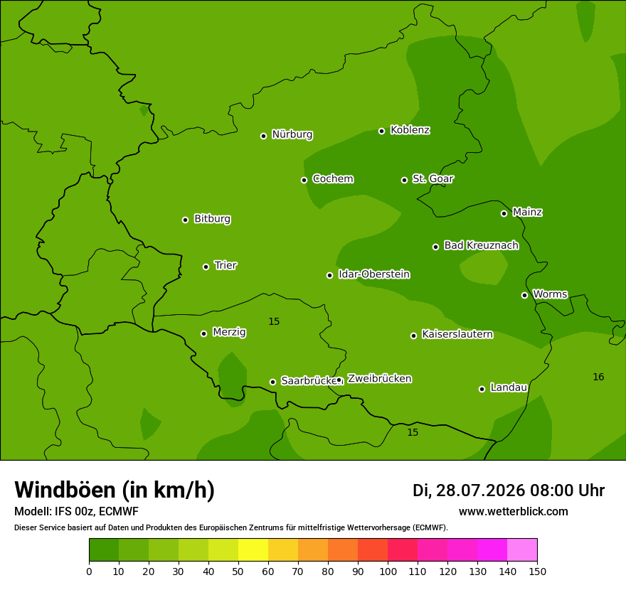 Modellkarte ECMWF – vmax – rp