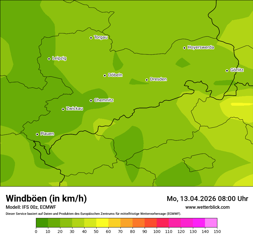 Modellkarte ECMWF – vmax – sn