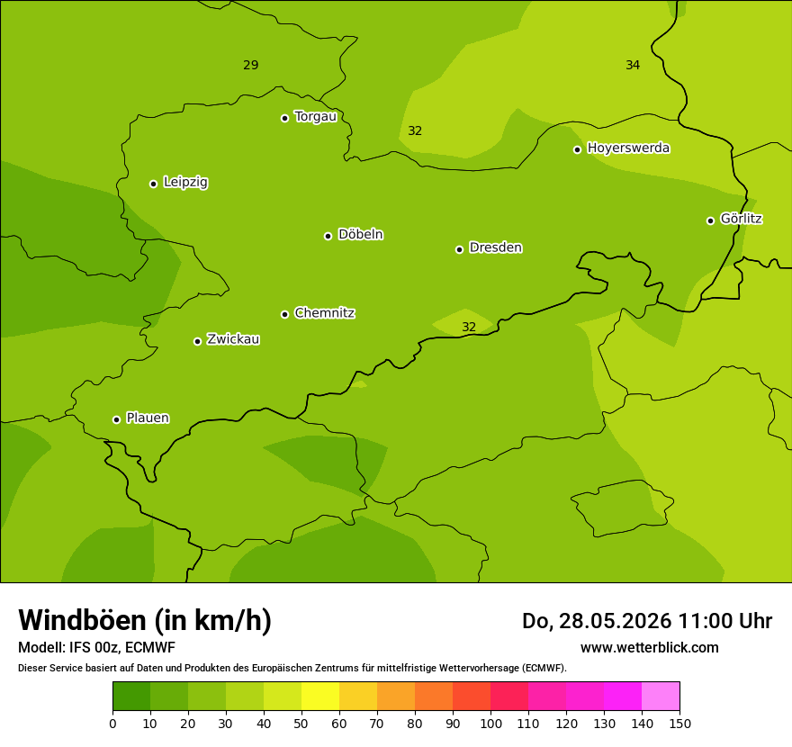 Modellkarte ECMWF – vmax – sn