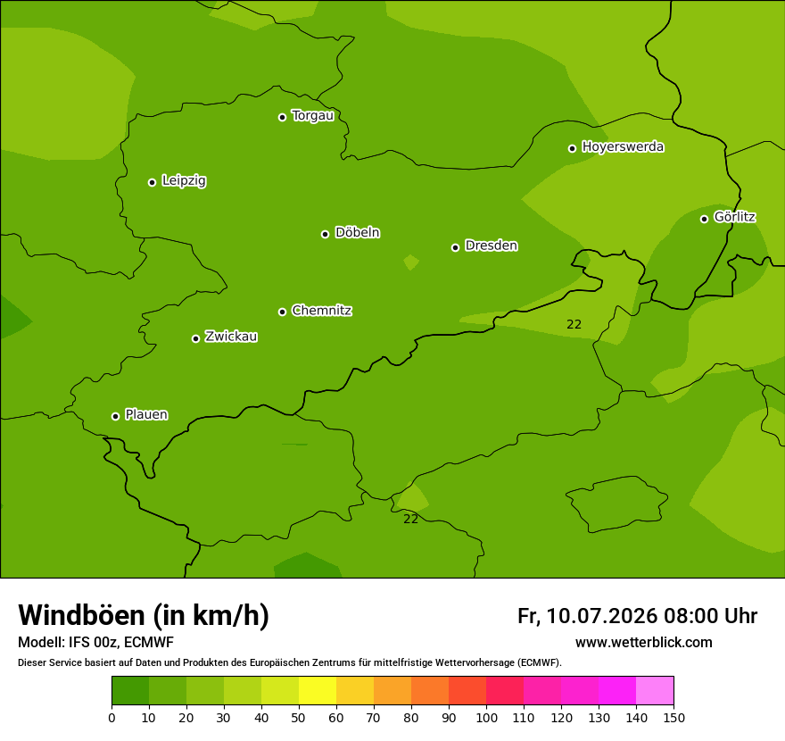 Modellkarte ECMWF – vmax – sn
