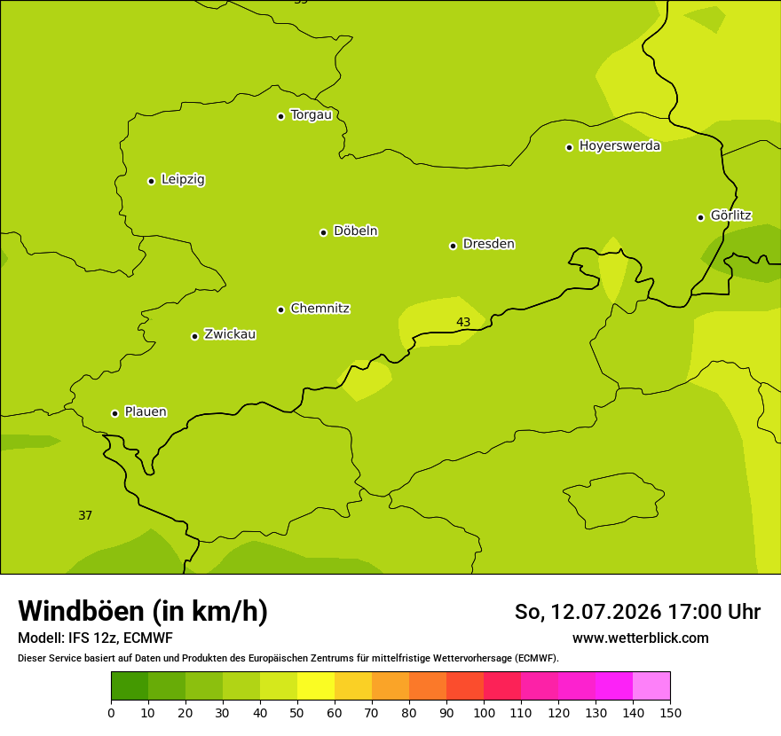 Modellkarte ECMWF – vmax – sn