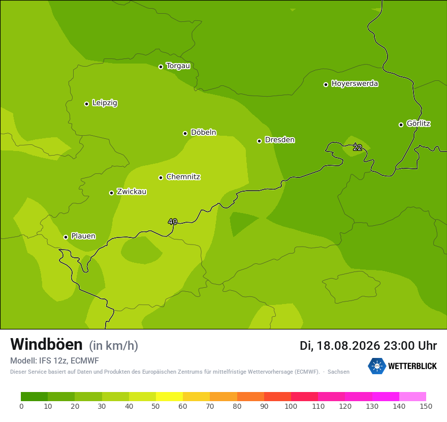 Modellkarte ECMWF – vmax – sn