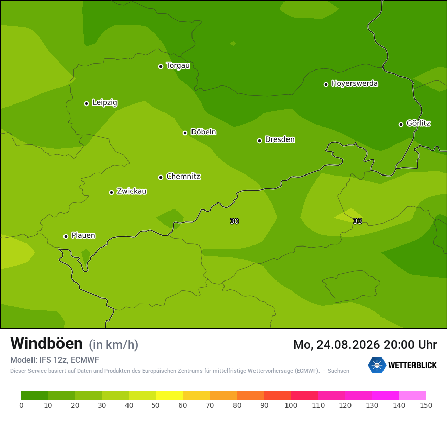 Modellkarte ECMWF – vmax – sn