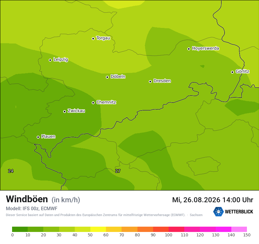 Modellkarte ECMWF – vmax – sn