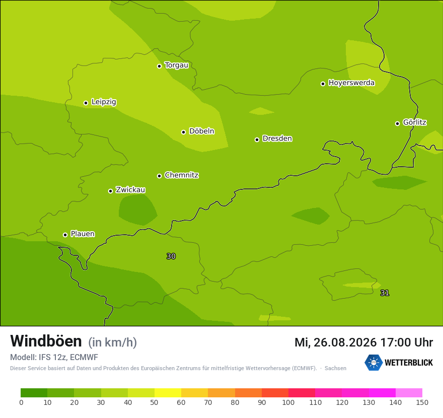 Modellkarte ECMWF – vmax – sn