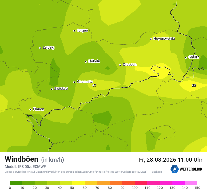 Modellkarte ECMWF – vmax – sn