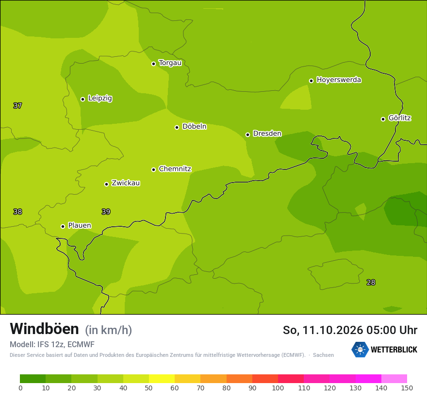 Modellkarte ECMWF – vmax – sn