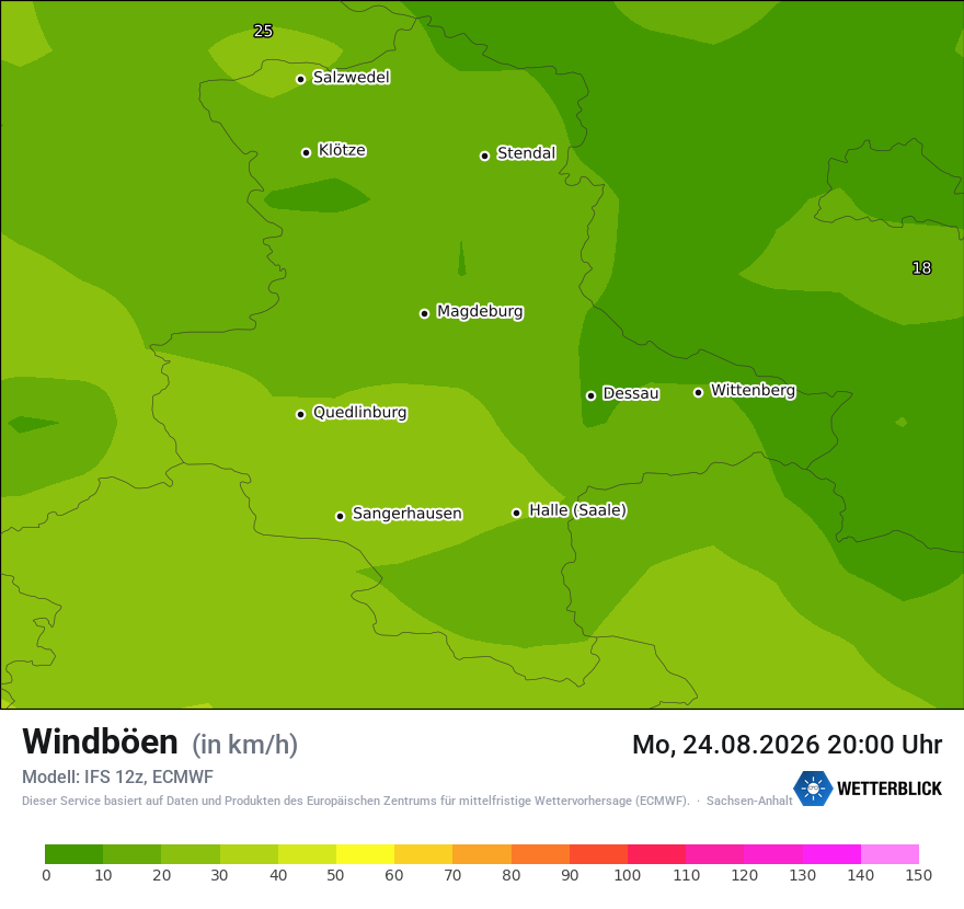Modellkarte ECMWF – vmax – st