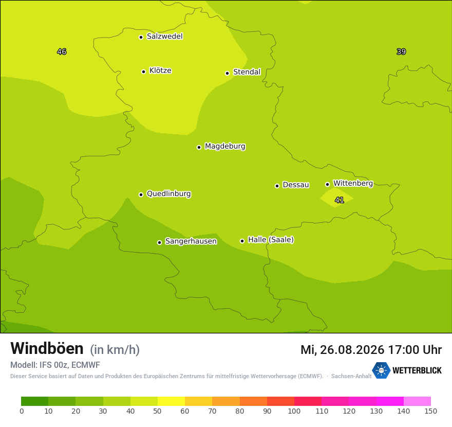 Modellkarte ECMWF – vmax – st