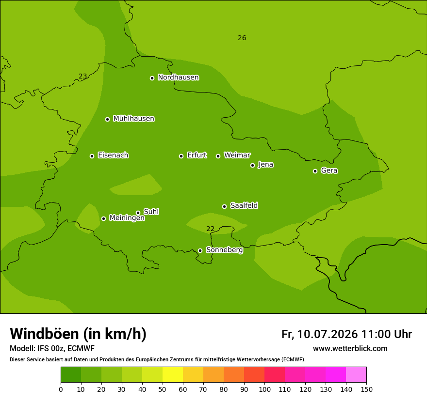 Modellkarte ECMWF – vmax – th