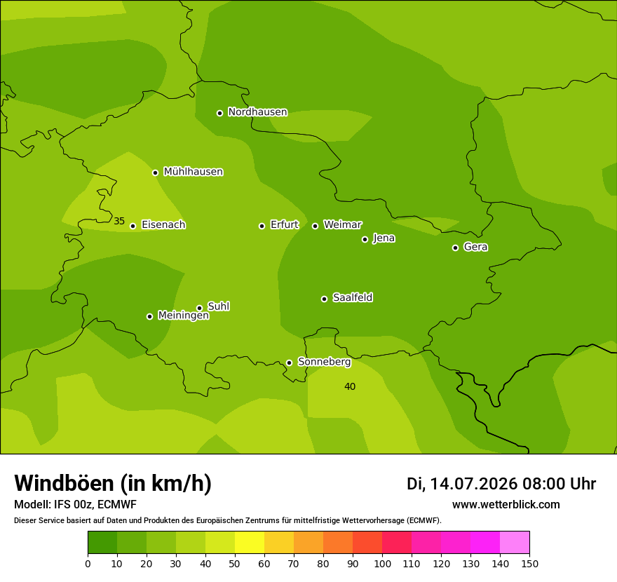 Modellkarte ECMWF – vmax – th