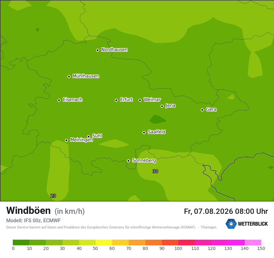 Modellkarte ECMWF – vmax – th