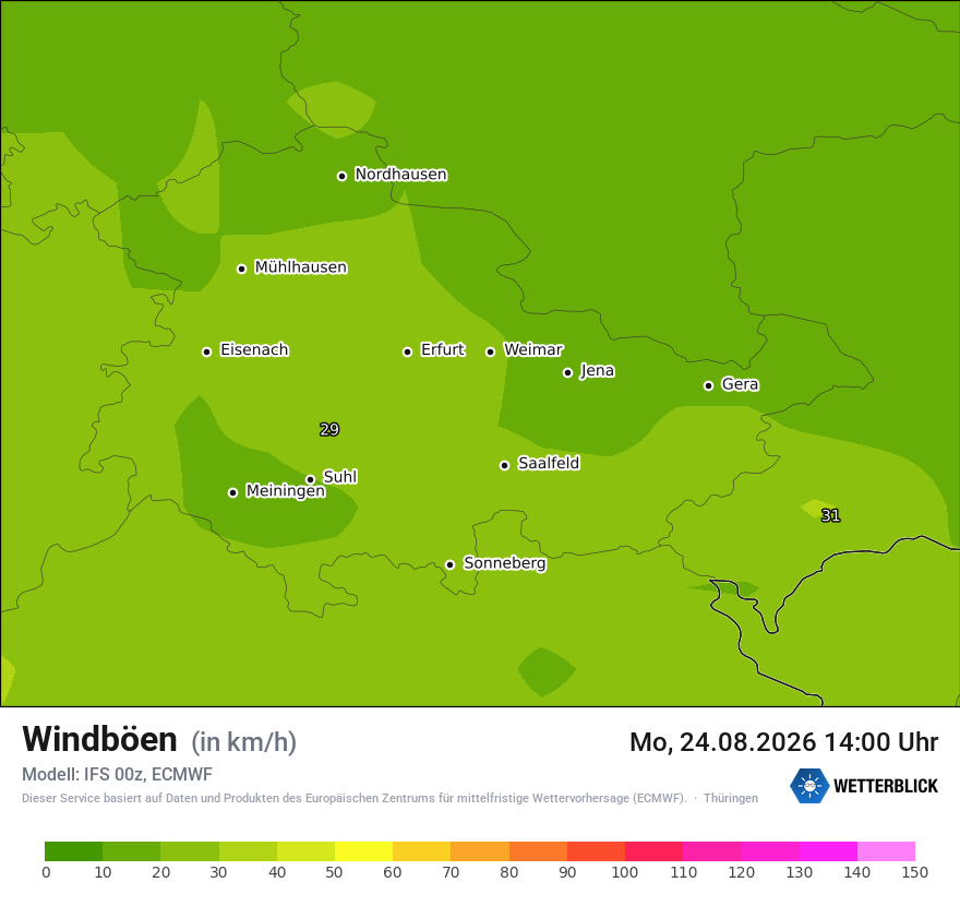 Modellkarte ECMWF – vmax – th