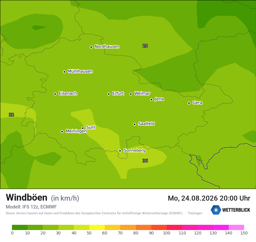 Modellkarte ECMWF – vmax – th