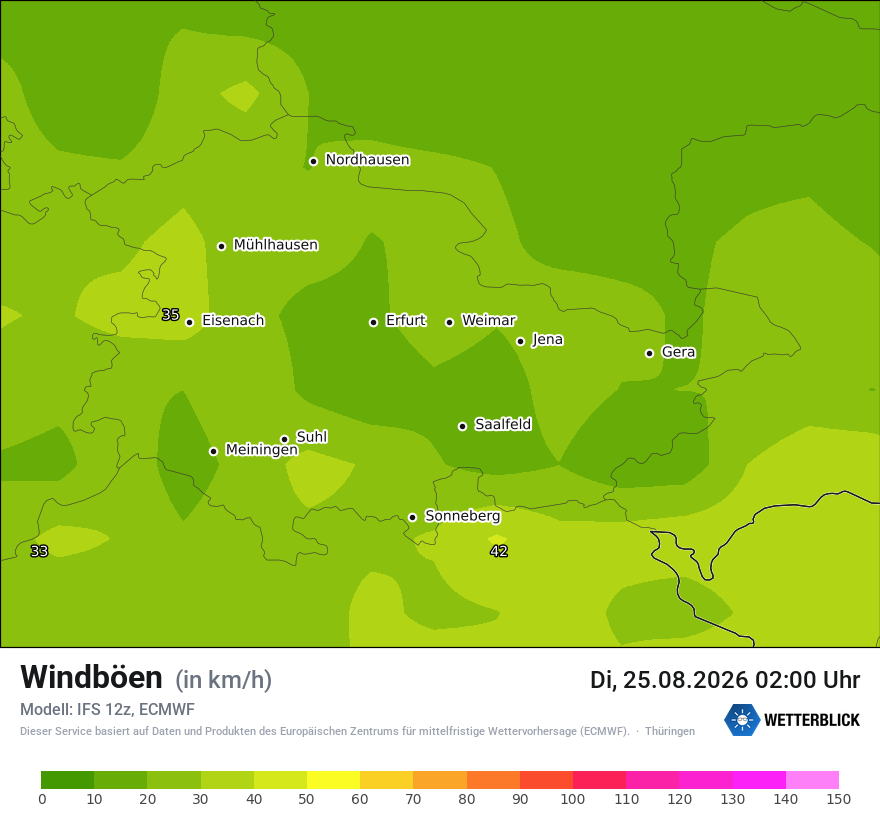 Modellkarte ECMWF – vmax – th