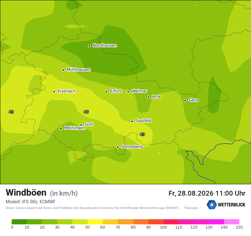 Modellkarte ECMWF – vmax – th