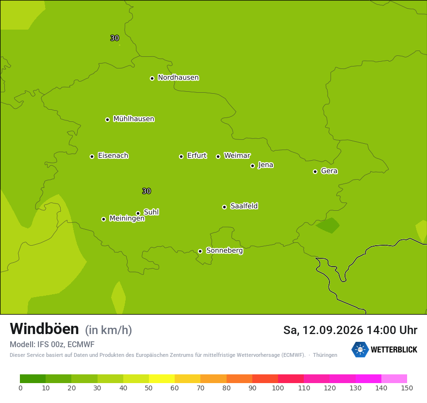 Modellkarte ECMWF – vmax – th