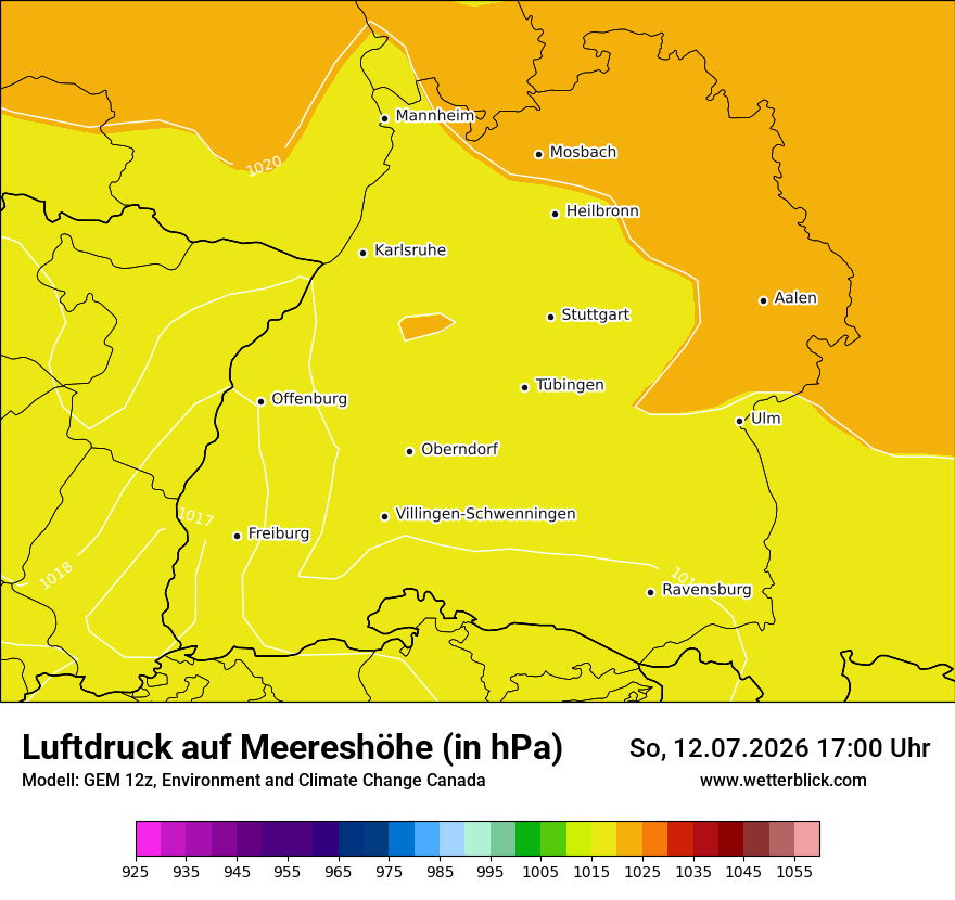 Modellkarte GEM – pmsl – bw