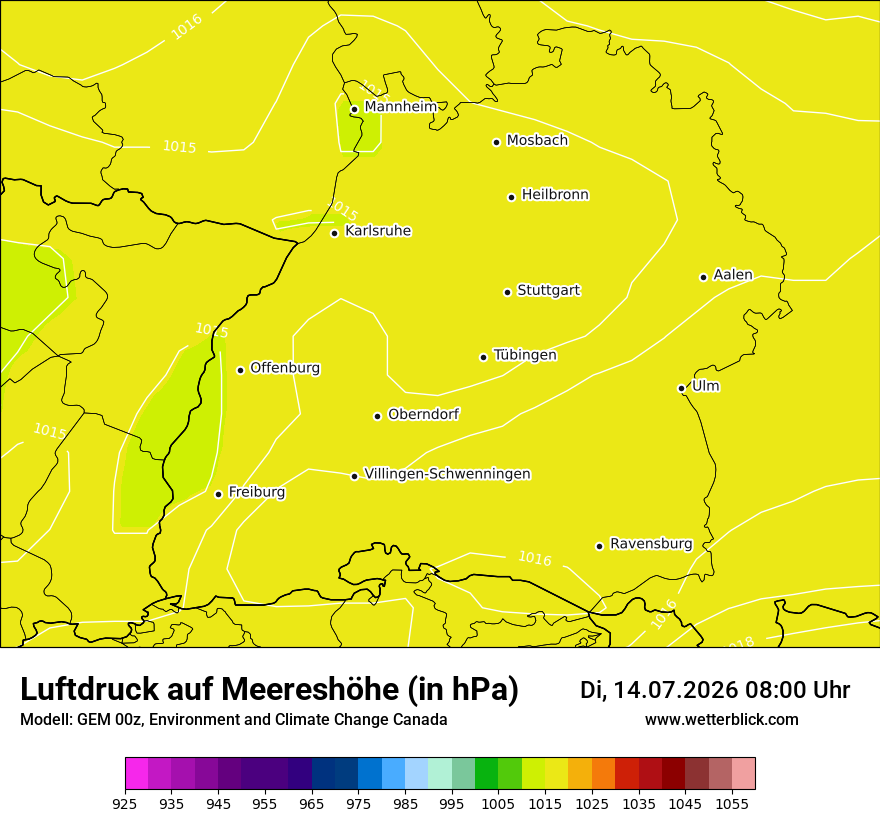 Modellkarte GEM – pmsl – bw