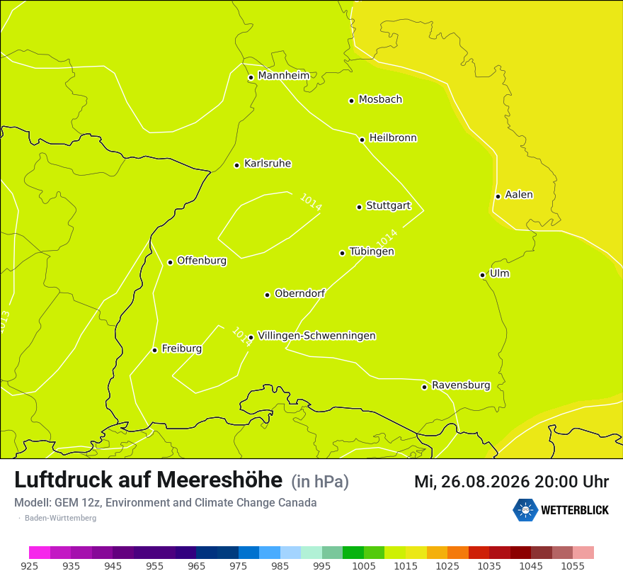 Modellkarte GEM – pmsl – bw