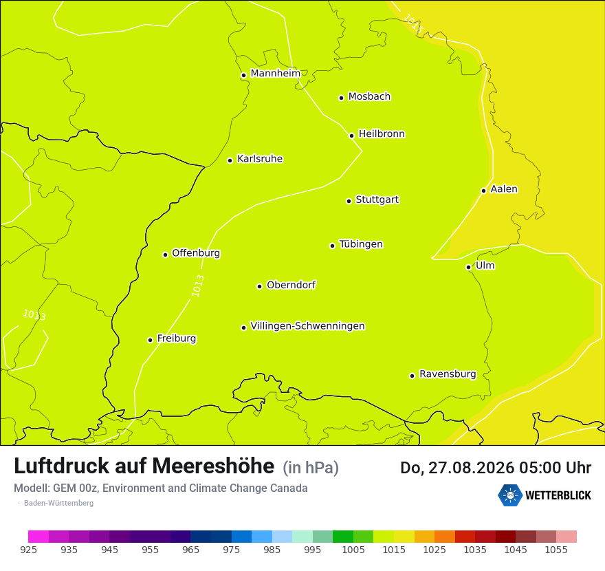 Modellkarte GEM – pmsl – bw