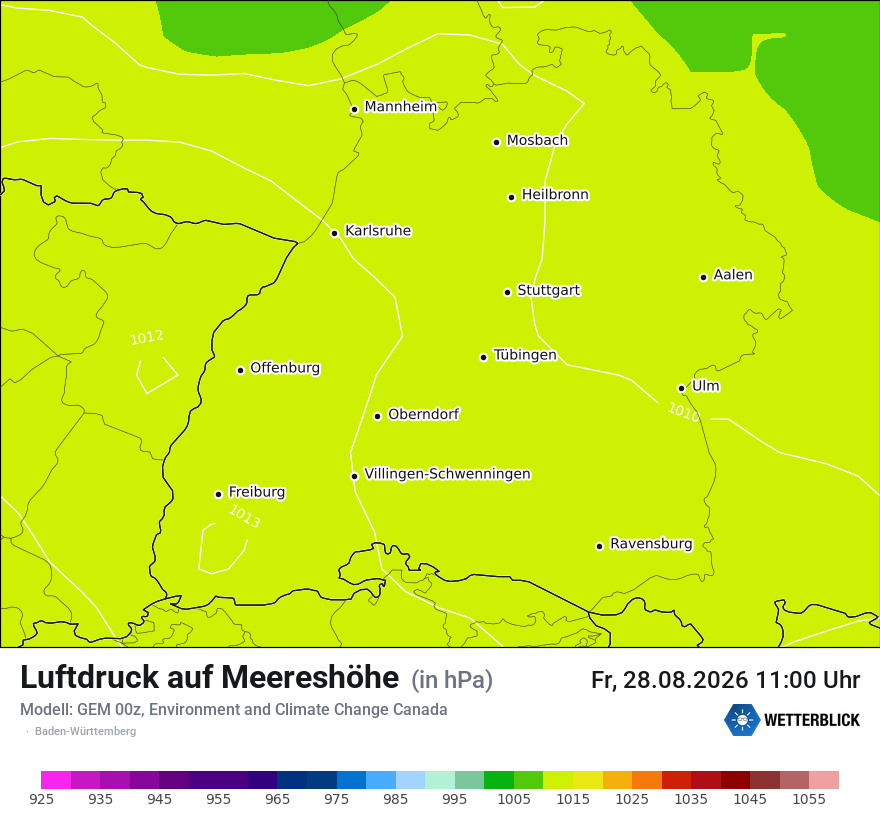 Modellkarte GEM – pmsl – bw