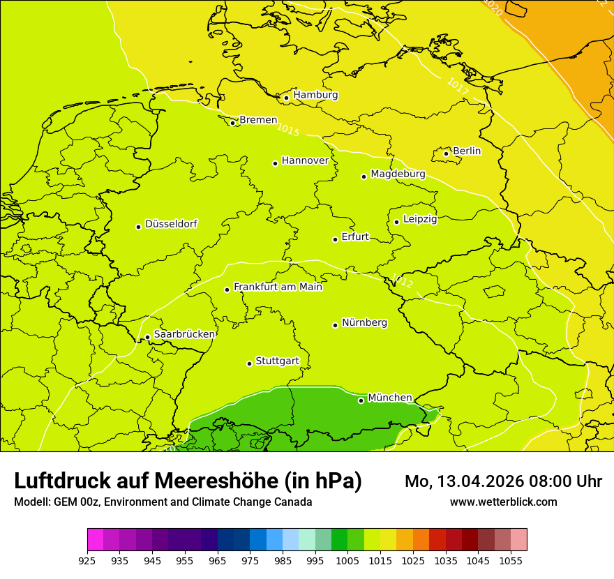 Modellkarte GEM – pmsl – deutschland