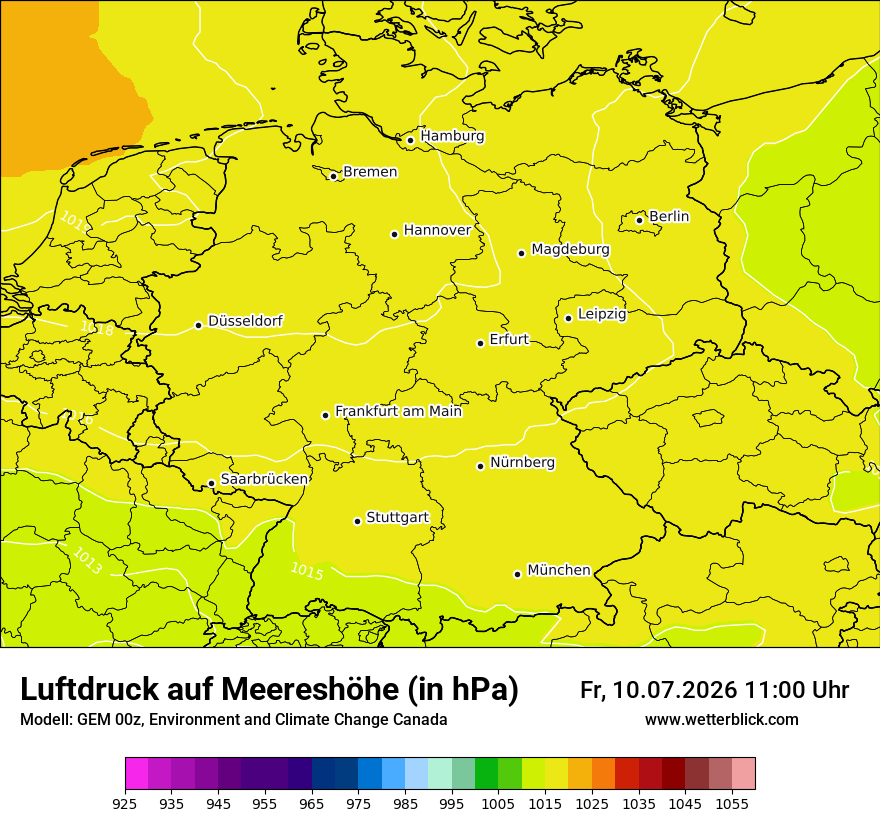 Modellkarte GEM – pmsl – deutschland
