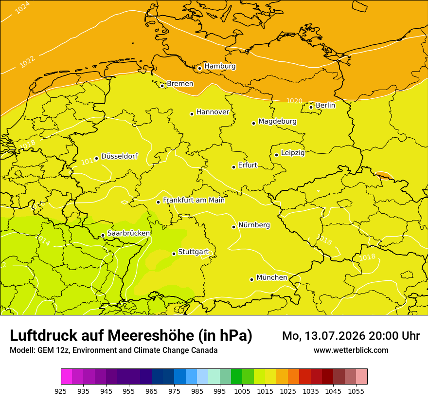 Modellkarte GEM – pmsl – deutschland