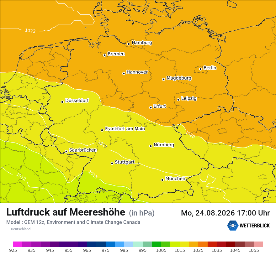 Modellkarte GEM – pmsl – deutschland