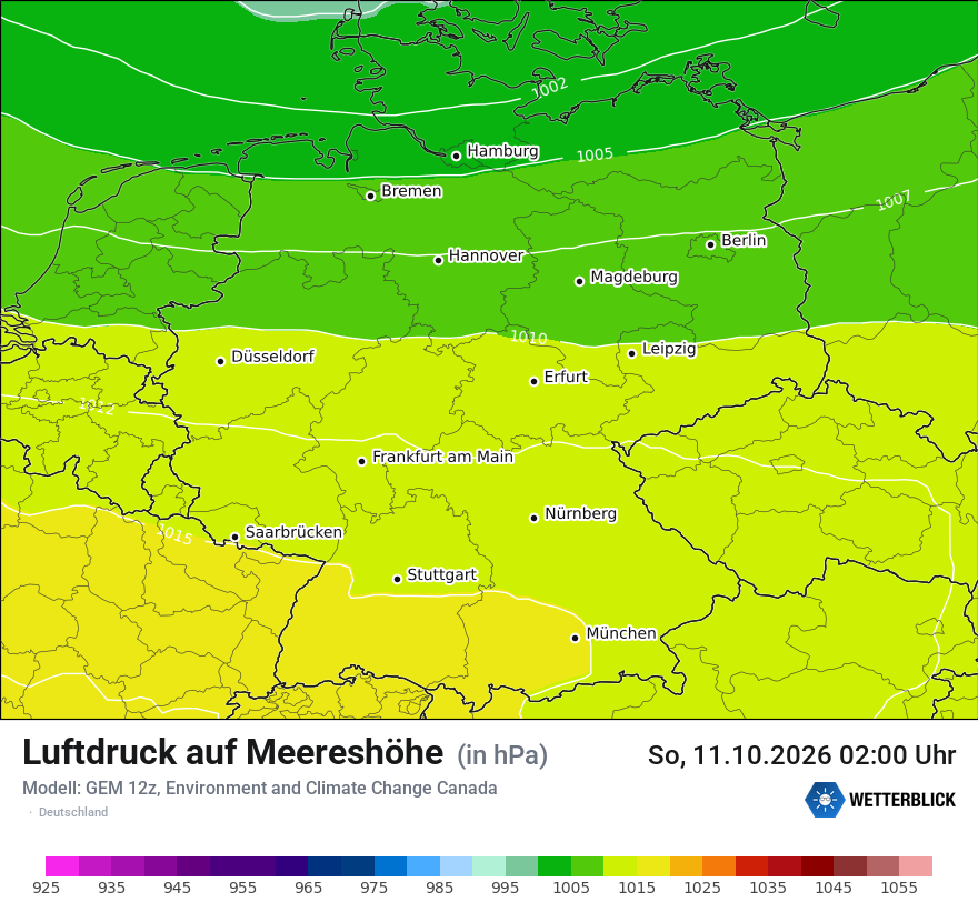 Modellkarte GEM – pmsl – deutschland