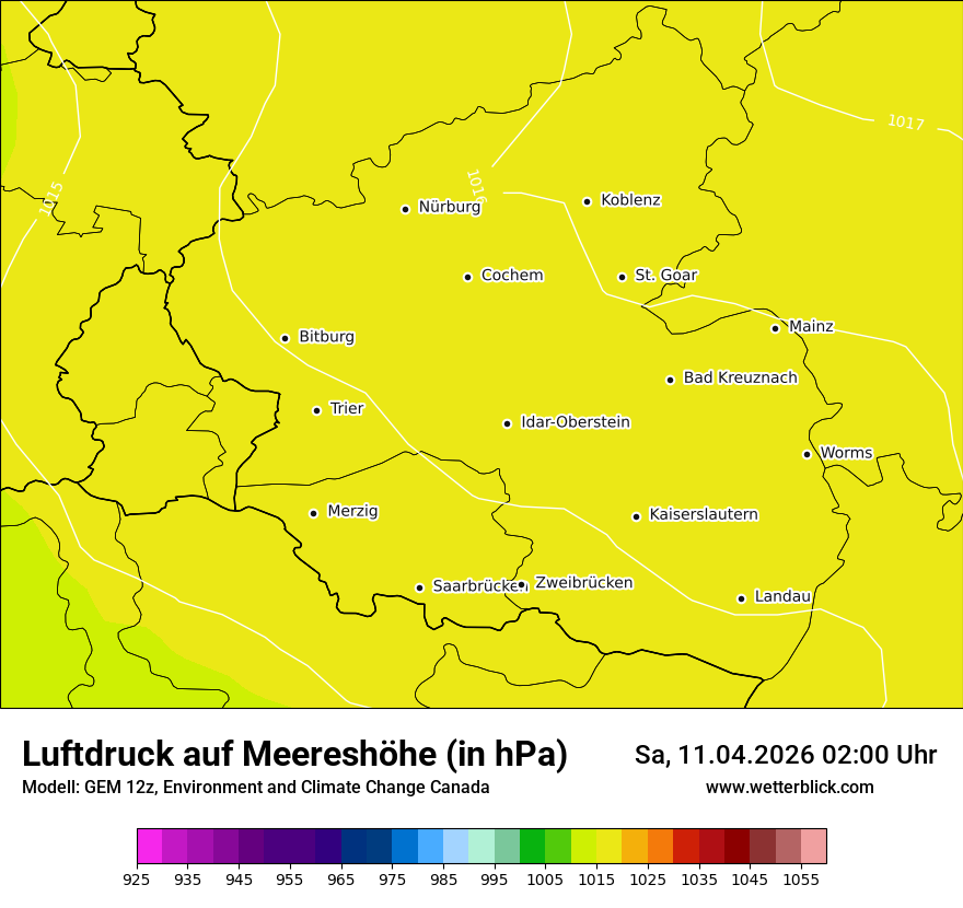 Modellkarte GEM – pmsl – rp