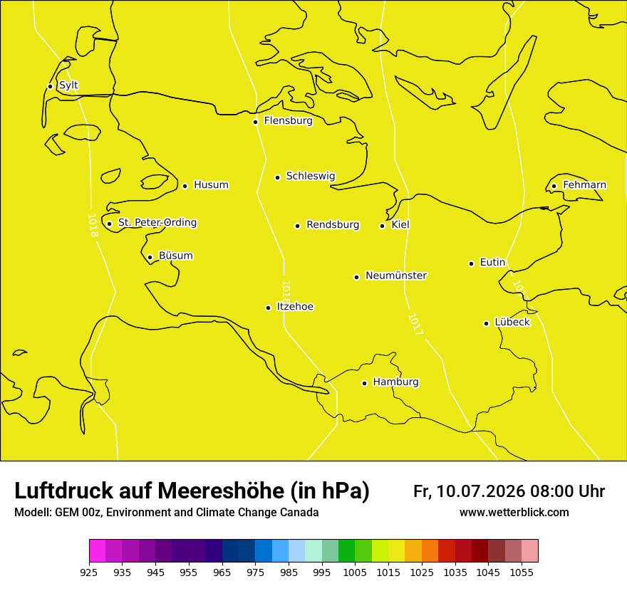Modellkarte GEM – pmsl – sh