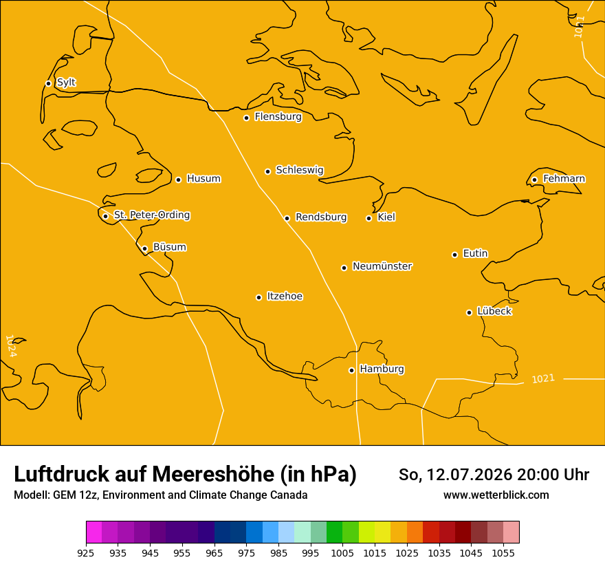 Modellkarte GEM – pmsl – sh