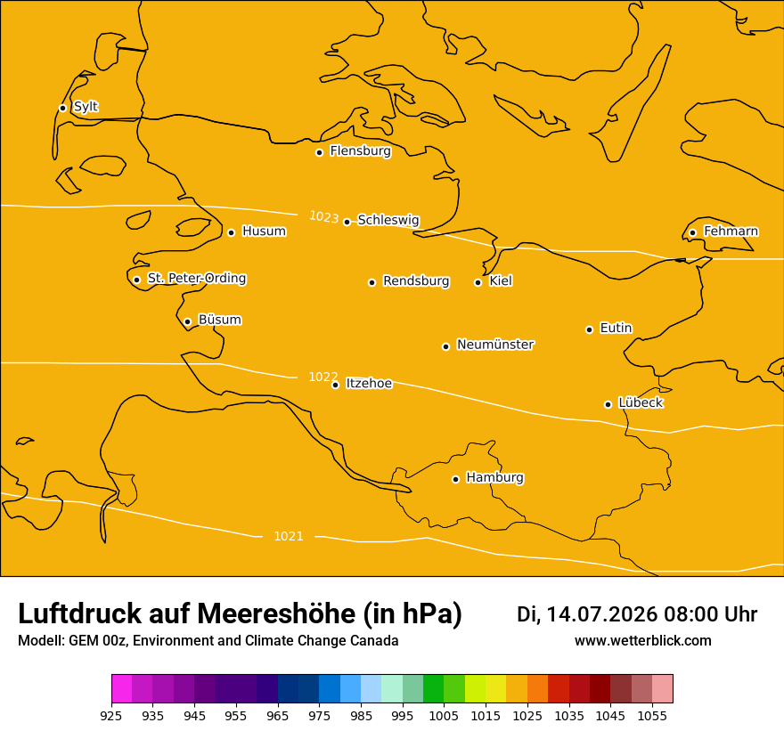Modellkarte GEM – pmsl – sh