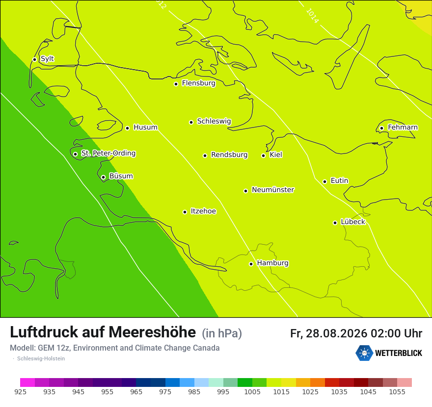Modellkarte GEM – pmsl – sh