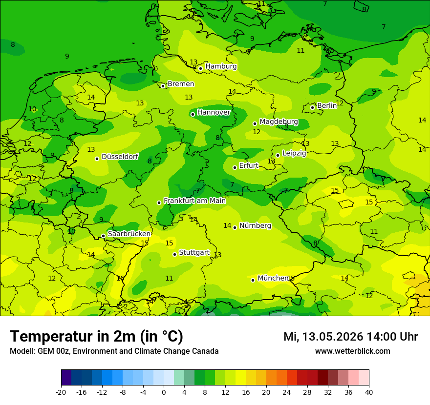 Modellkarte GEM – t2m – deutschland