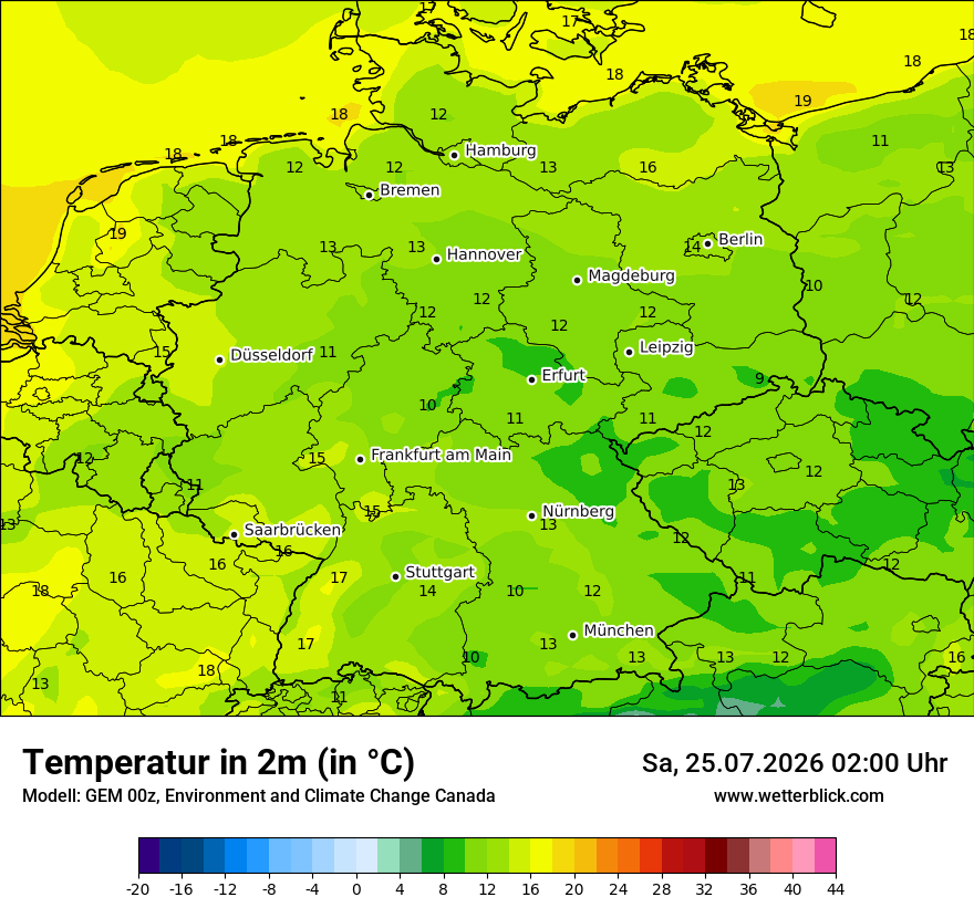 Modellkarte GEM – t2m – deutschland