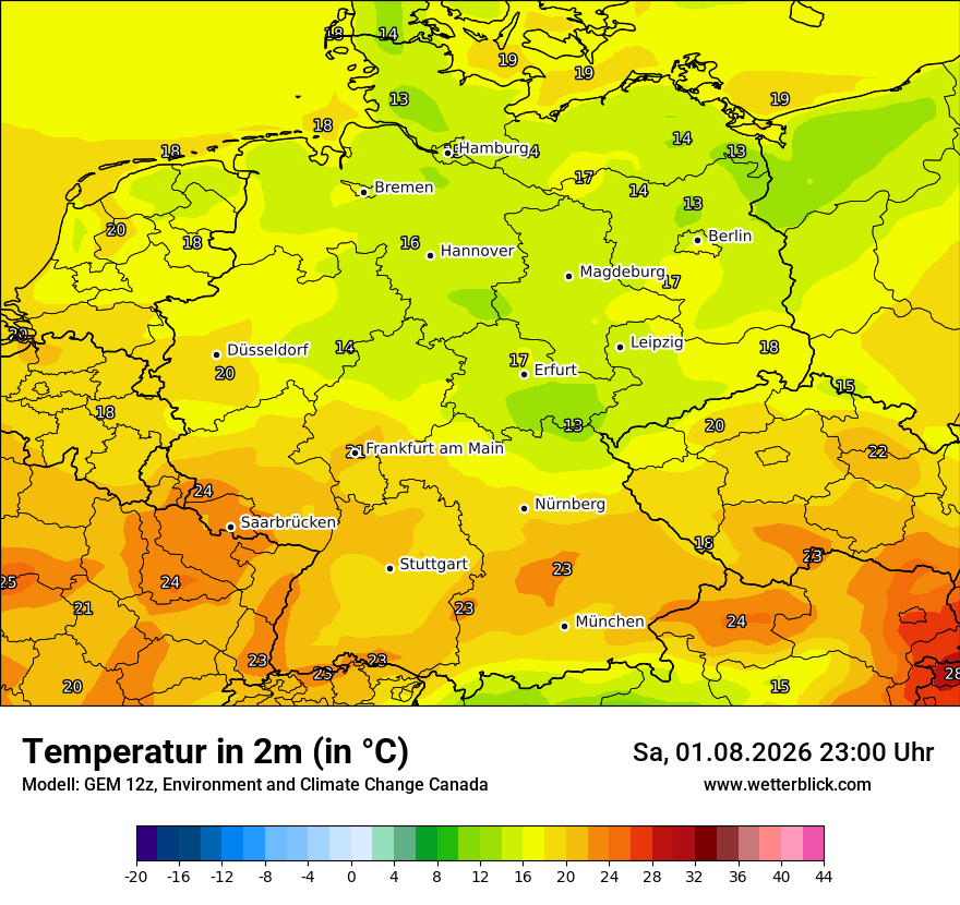 Modellkarte GEM – t2m – deutschland