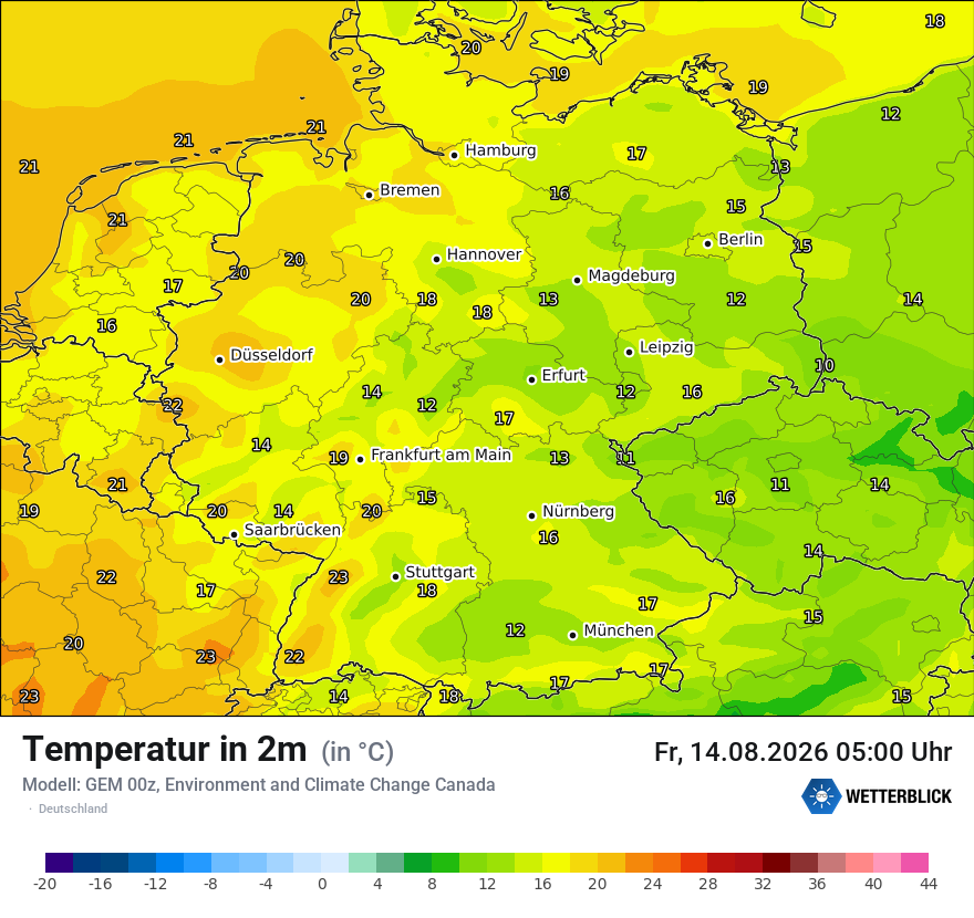 Modellkarte GEM – t2m – deutschland