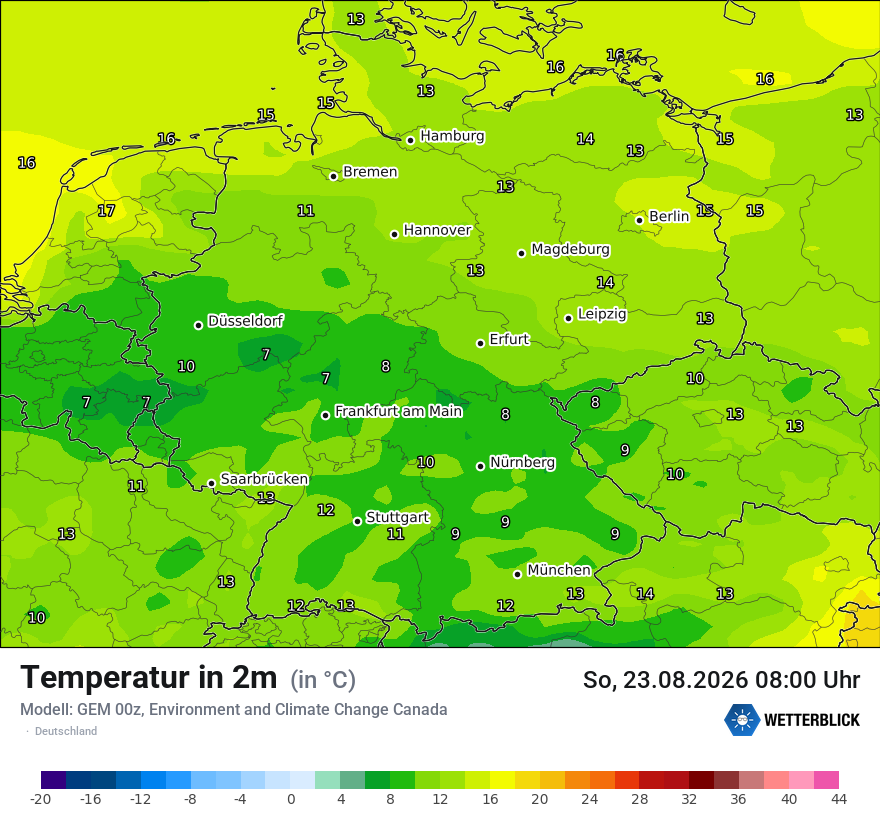 Modellkarte GEM – t2m – deutschland