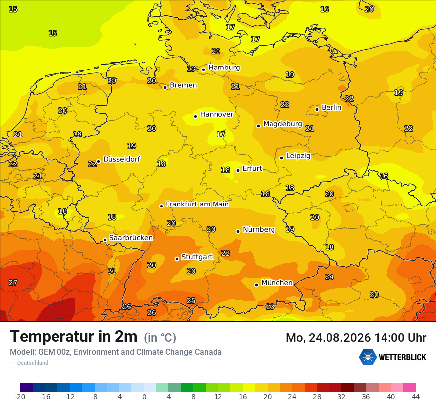 Modellkarte GEM – t2m – deutschland
