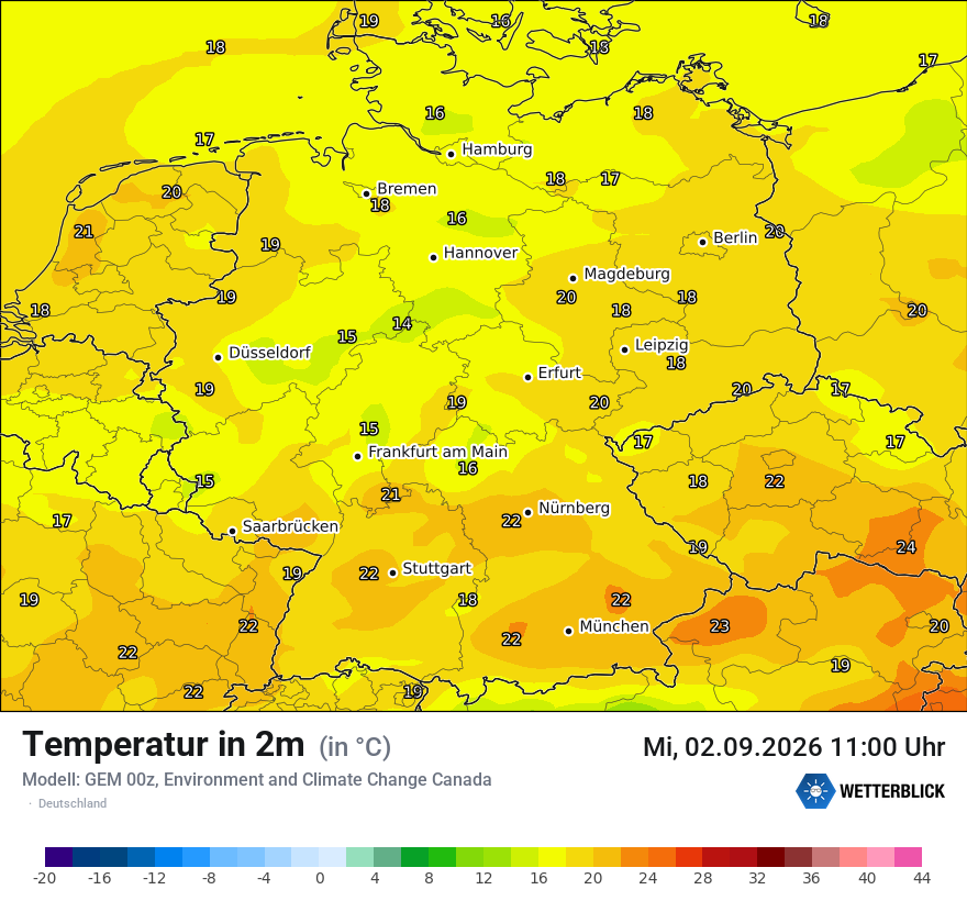 Modellkarte GEM – t2m – deutschland