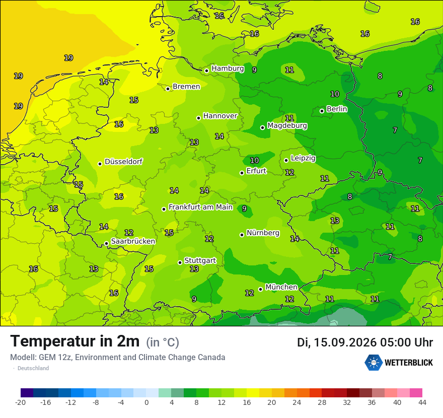 Modellkarte GEM – t2m – deutschland