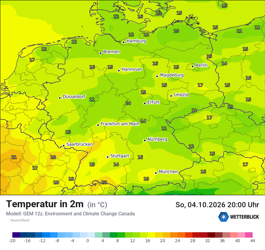 Modellkarte GEM – t2m – deutschland