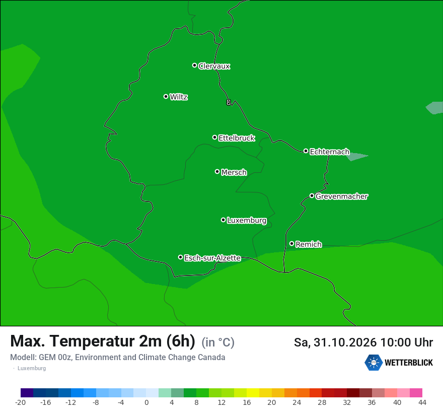 Modellkarte GEM – tmax6h – luxemburg