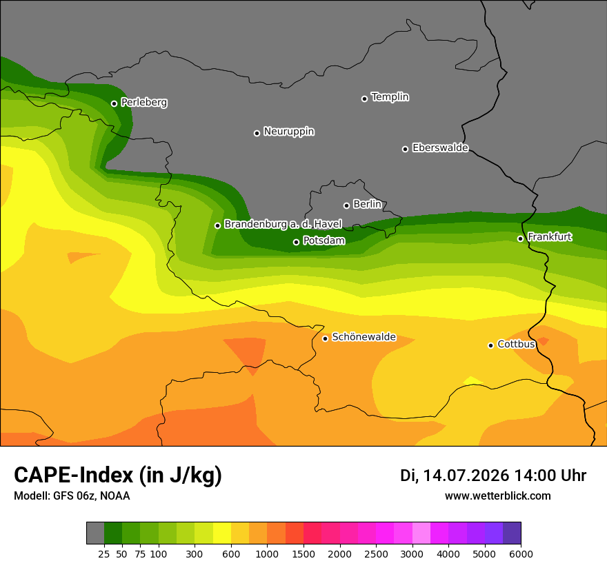 Modellkarte GFS – cape – bb